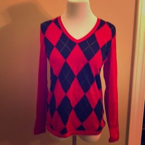 Red and Blue argyle Tommy Hilfiger sweater